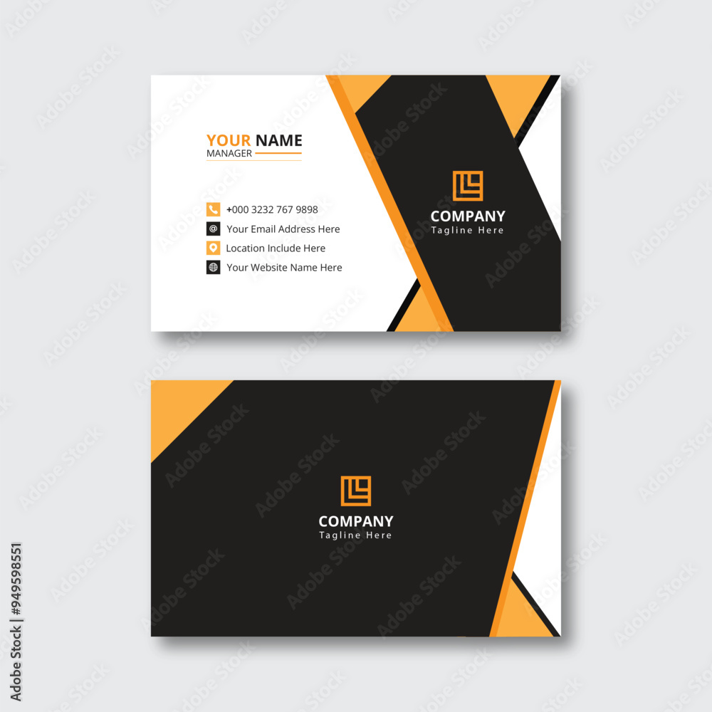 Creative modern clean black and yellow professional business card template Creative modern clean black and yellow professional business card template