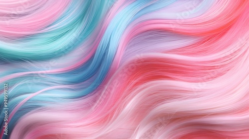 Pastel neon hair A close-up of hair dyed in soft pastel colors with vibrant neon streaks