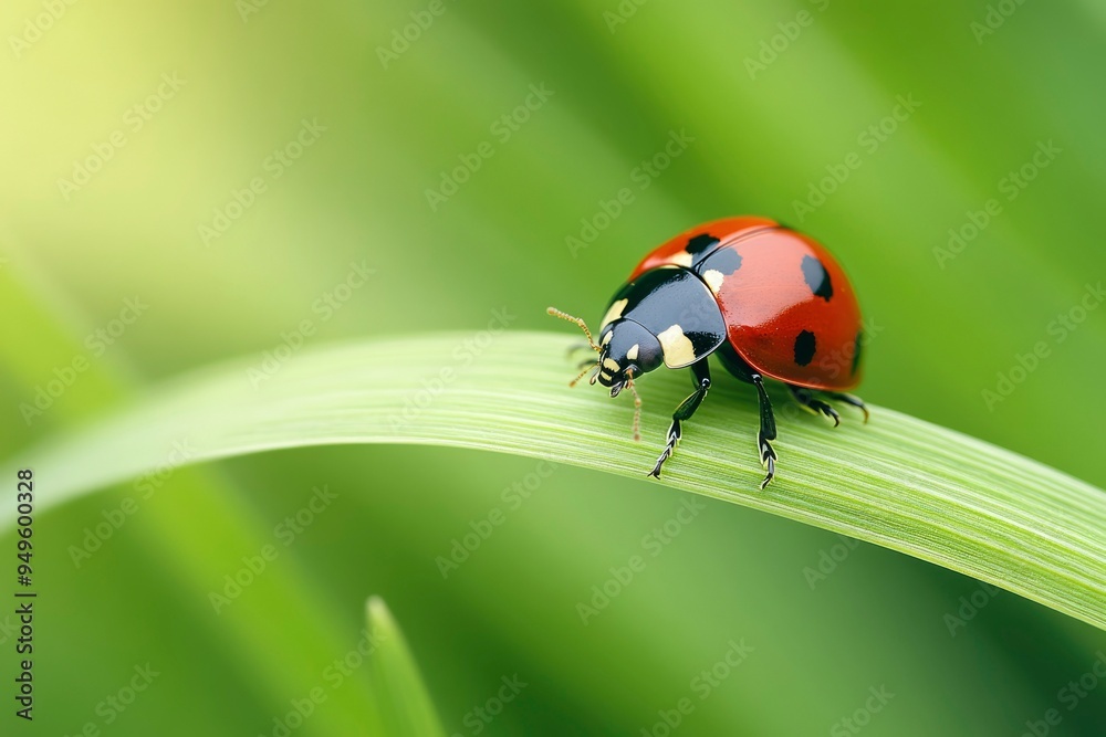 Ladybug on a Green Leaf in a Garden Ladybug on a Green Leaf in a Garden