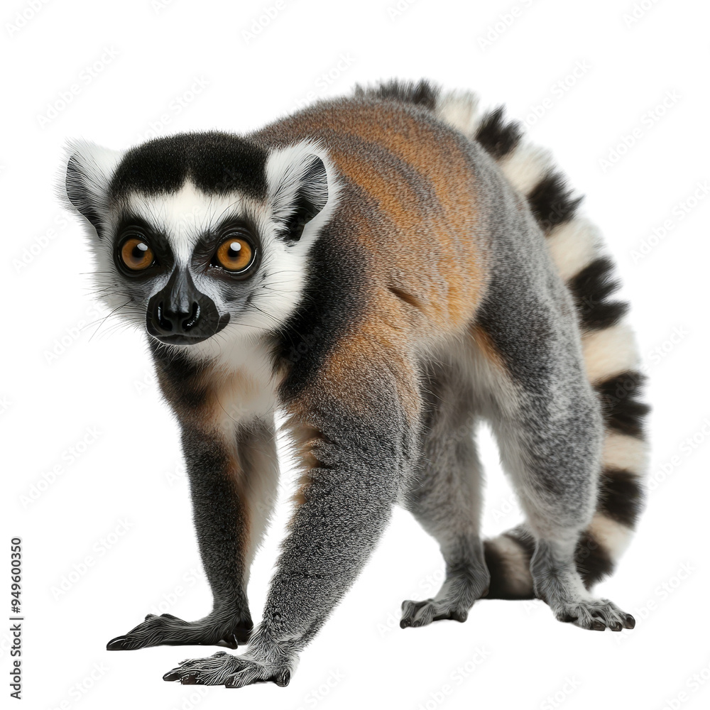 Obraz premium Lemur isolated on a white background as transparent PNG