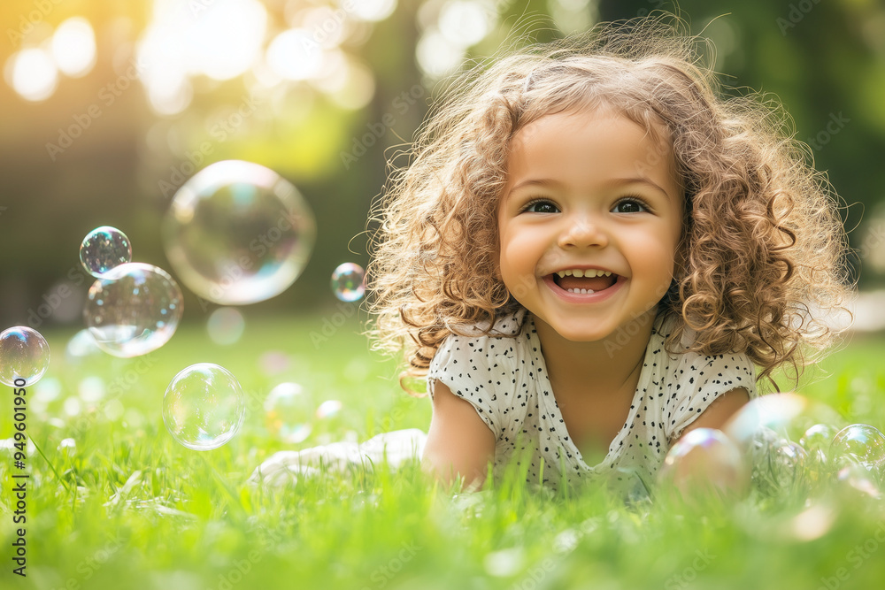 Emotion kid. Joyful child blowing bubbles in a sunny park. Emotion kid. Joyful child blowing bubbles in a sunny park.