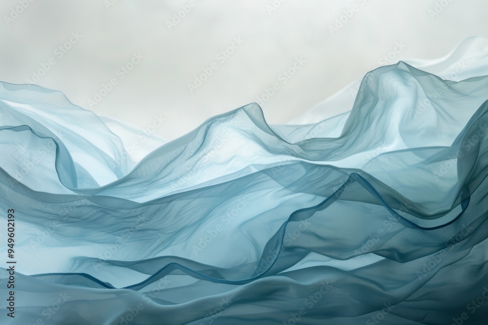 custom made wallpaper toronto digitalPainting showing a towering mountain range beneath a sky background, featuring subtle aquamarine hues, Subtle hints of aquamarine peeking through a pale blue wash