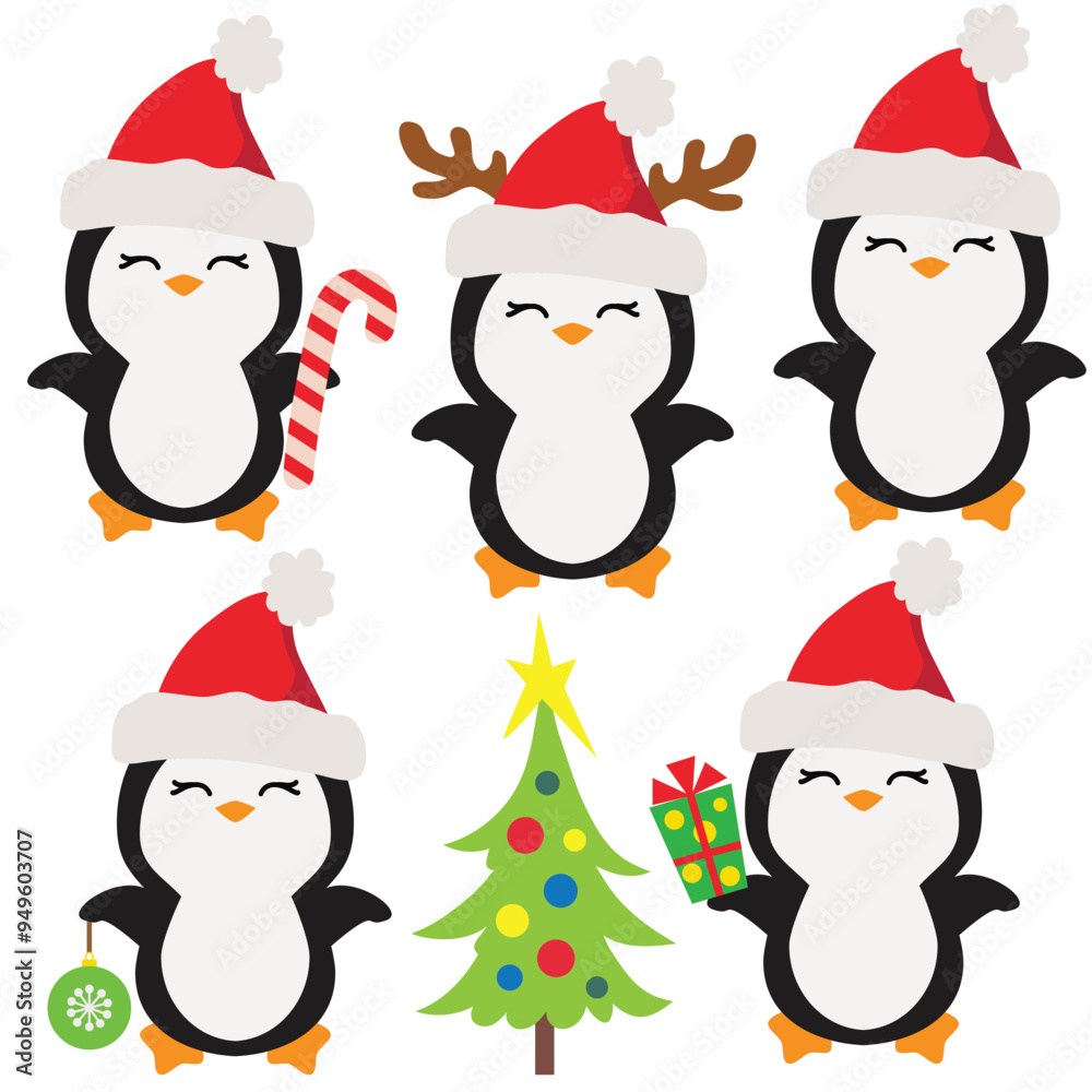 Cute Christmas penguin vector cartoon illustration Cute Christmas penguin vector cartoon illustration