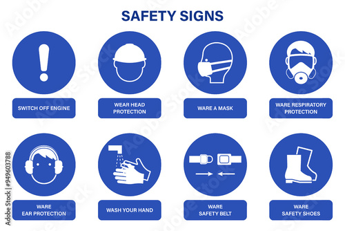 Mandatory signs. Safety signs vector. Warning signs symbol.