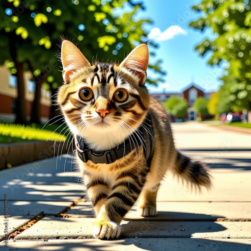 cat walking in the park. Generative Al