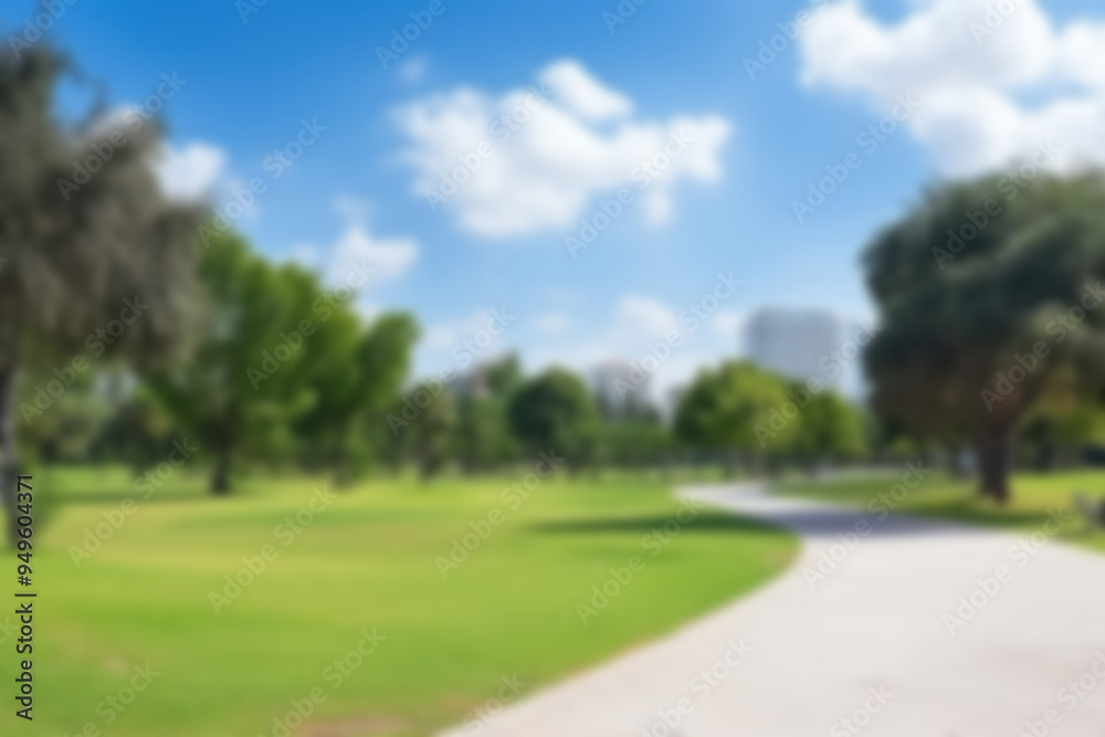 Naklejka premium Park city architecture outdoors, blurry background image