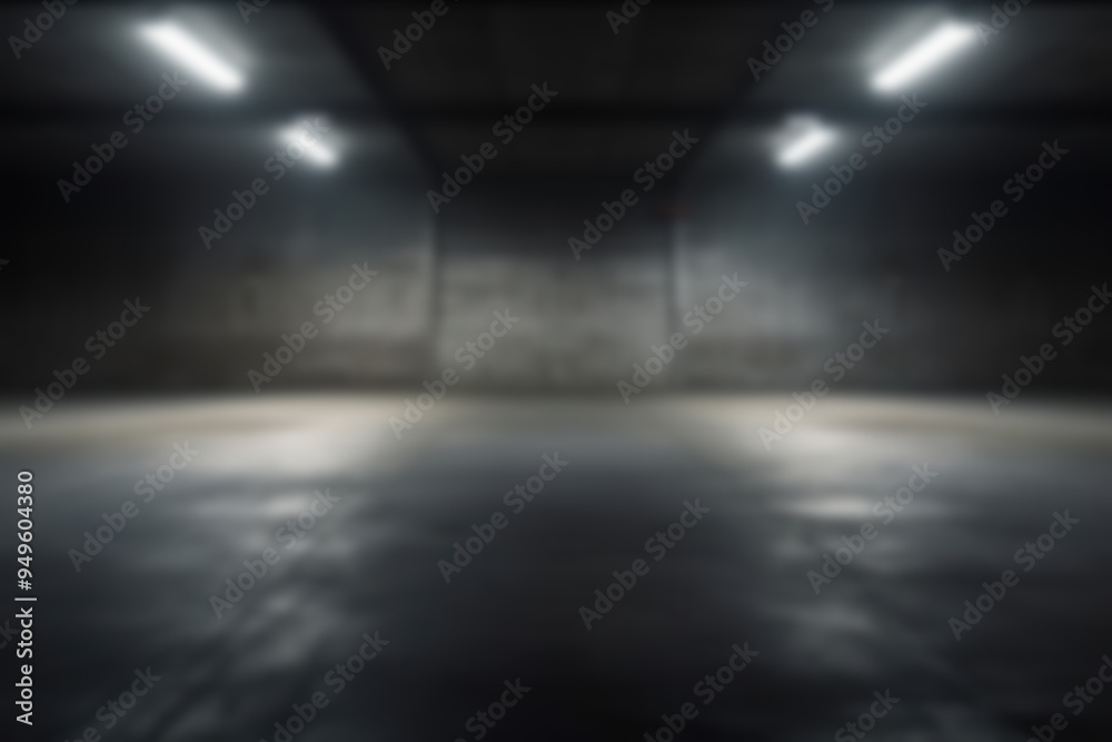 Warehouse concrete tunnel light, blurry background image Warehouse concrete tunnel light, blurry background image