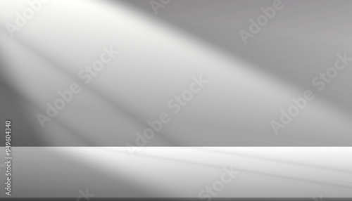 Grey Background,White Light,Shadow Overlay on Podium Stage Display,Autumn Backdrop 3d for Cosmetic product presentation,Vector Platform composition for Business background Spring,Summer,Winter Banner