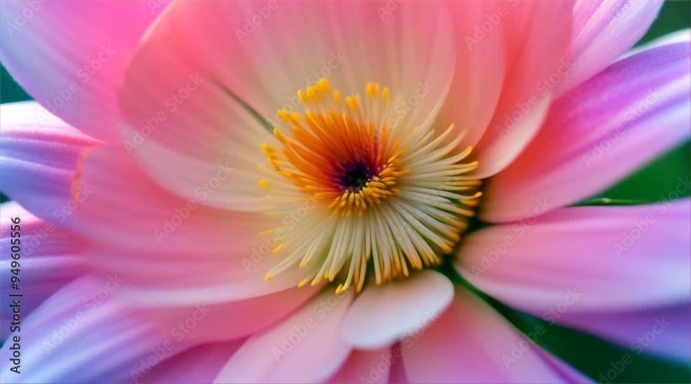 Realistic 3D illustration of a flower and petals blooming with pollen. Digital creative design art. Realistic 3D illustration of a flower and petals blooming with pollen. Digital creative design art.