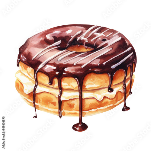 Boston Cream Donut Clipart Illustration