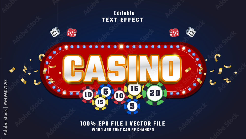 Fototapeta premium editable gold and white casino text effect.typhography logo