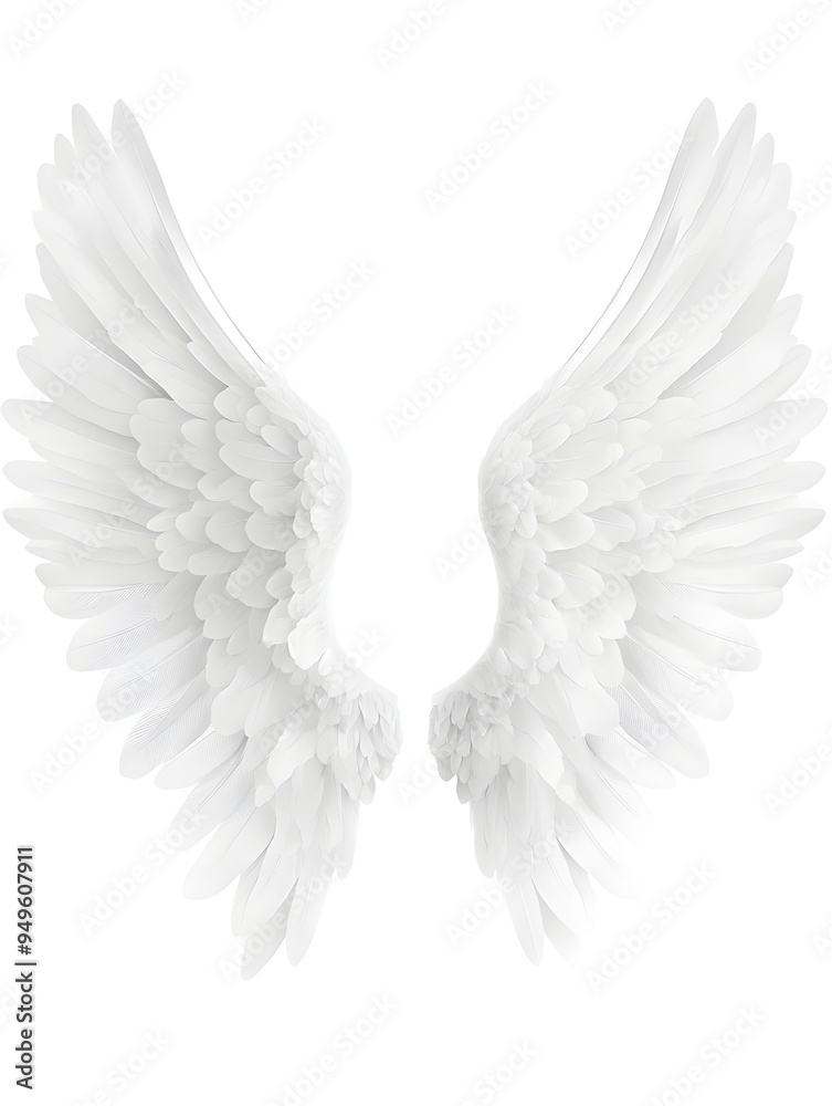 Obraz premium white angel wings isolated on white background.white wings. 