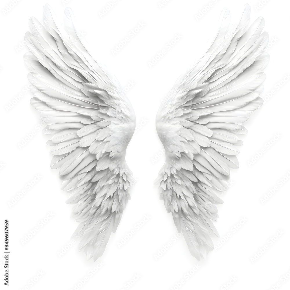 white angel wings isolated on white background.white wings. white angel wings isolated on white background.white wings.
