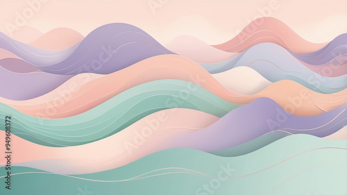  Soft flowing waves of pastel colors