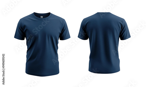 Navy Blue T Shirt mockup, Front and Back