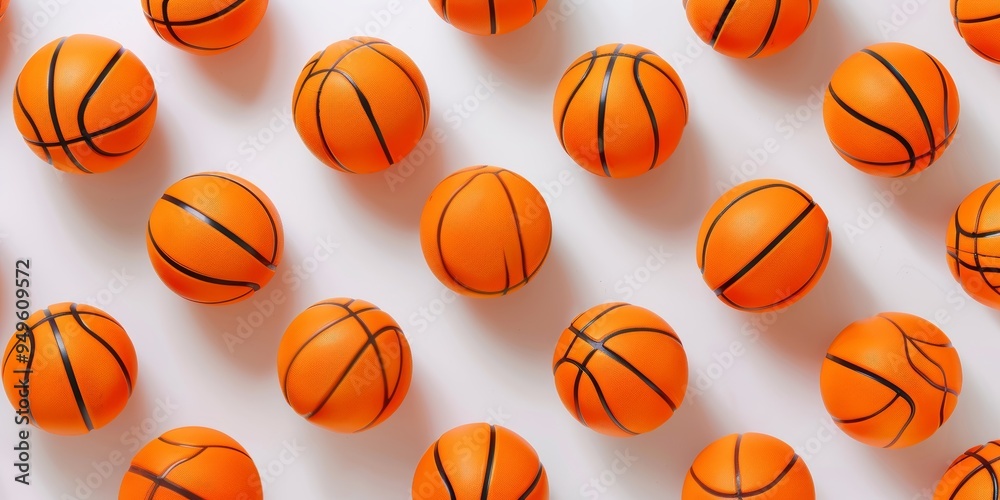 A Pattern of Orange Basketballs on a White Background A Pattern of Orange Basketballs on a White Background