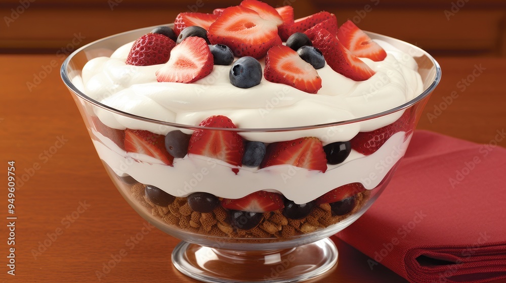 Delicious Strawberry and Blueberry Fruit Salad with Whipped Cream Delicious Strawberry and Blueberry Fruit Salad with Whipped Cream