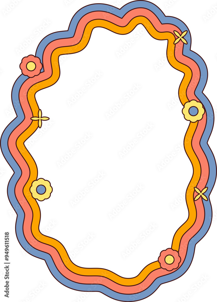 Wiggly Groovy Retro Line Frame Wiggly Groovy Retro Line Frame