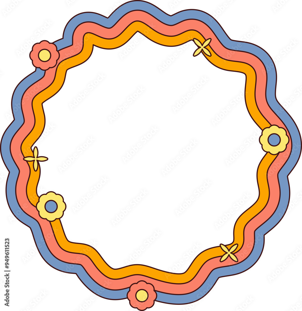 Wiggly Groovy Retro Line Frame Wiggly Groovy Retro Line Frame