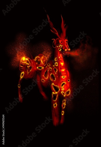 Chinese dragon fire flame dark animal fairy tale myth mythical 