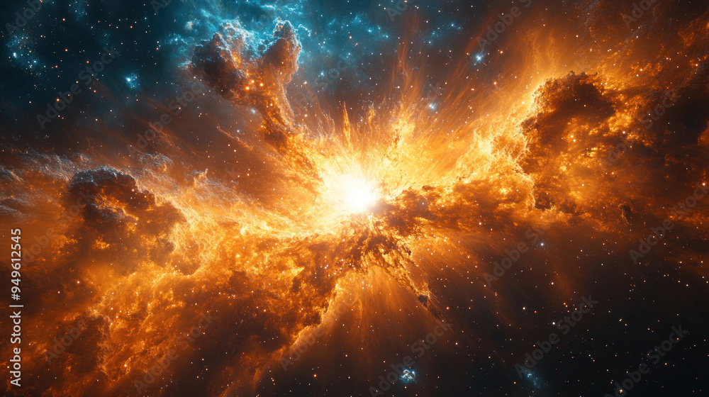 A time-lapse of a supernova explosion, with bright colors and expanding gas clouds, capturing the dramatic end of a star life. A time-lapse of a supernova explosion, with bright colors and expanding gas clouds, capturing the dramatic end of a star life.