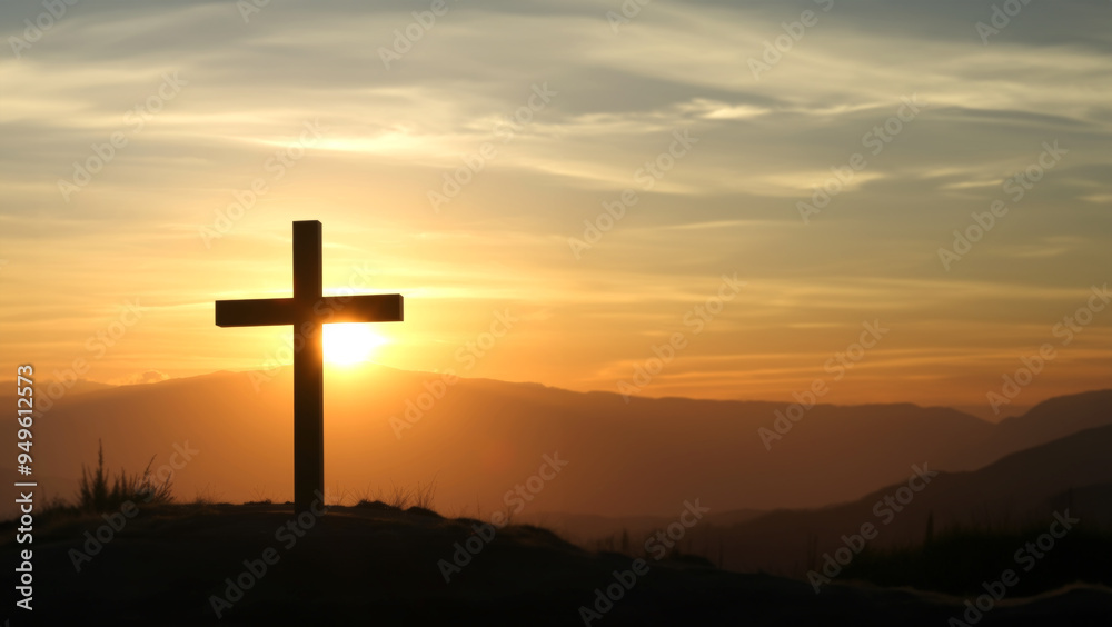 cross at sunset on hill background cross at sunset on hill background