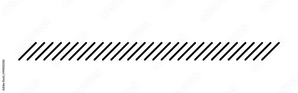 Slash line border. Diagonal parallel lines divider strip. Tilt strip geometric abstract border. Slash divider. Vector illustration isolated on white background.