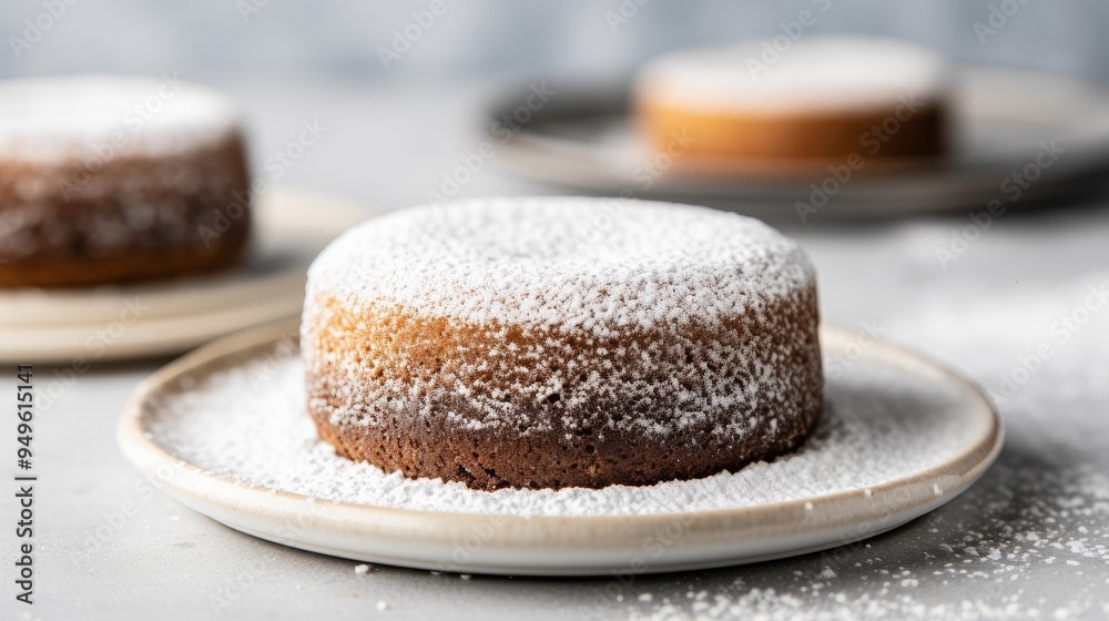 Closeup of a Delicious Cake Covered in Powdered Sugar Closeup of a Delicious Cake Covered in Powdered Sugar