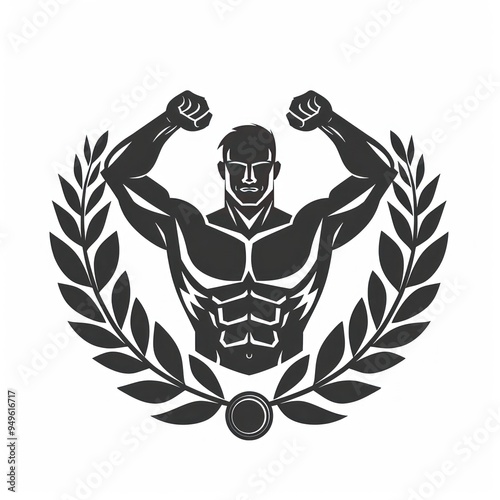 Silhouette of a Muscular Man in a Laurel Wreath