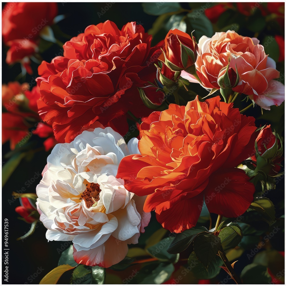 Close-Up Photograph of Vibrant Garden Flowers in Full Bloom Close-Up Photograph of Vibrant Garden Flowers in Full Bloom