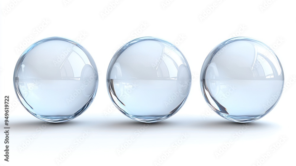 Three Glass Spheres on a White Background Three Glass Spheres on a White Background