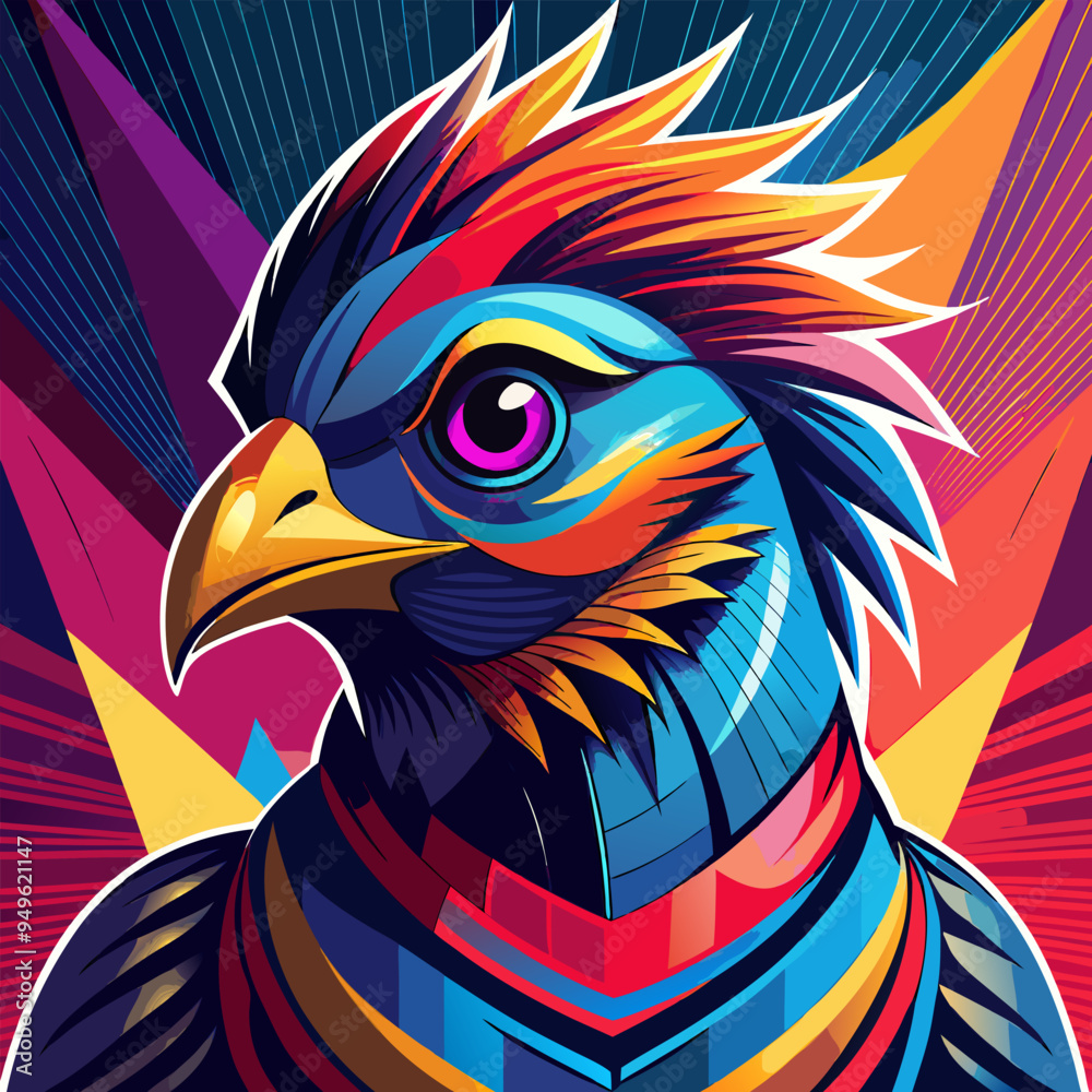Fototapeta premium Colorful eagle pop art vector illustration