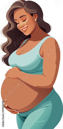 Beautiful pregnant woman holding her belly