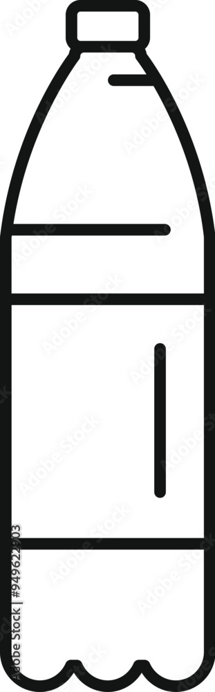 Simple vector icon of a closed plastic bottle with cap for water or juice is standing on white background Simple vector icon of a closed plastic bottle with cap for water or juice is standing on white background