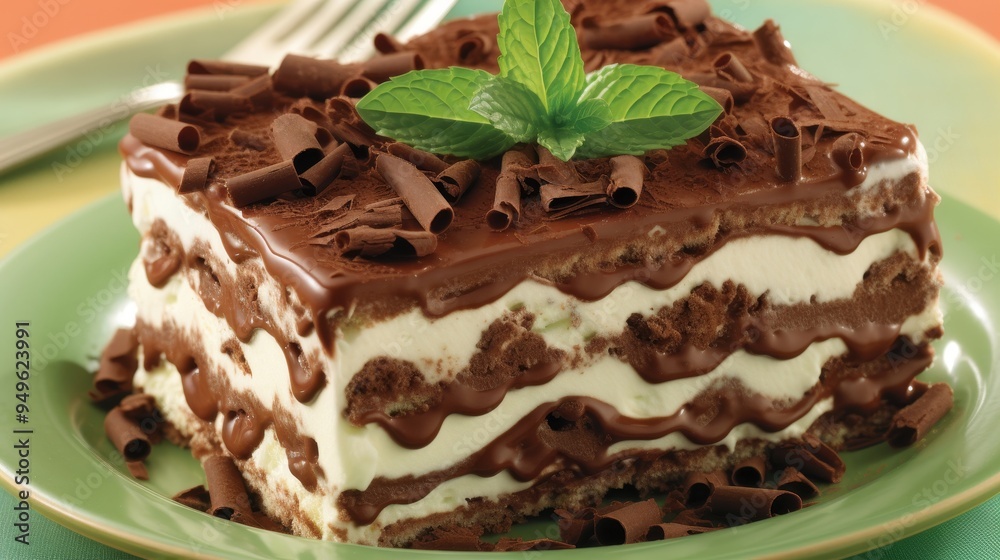 Decadent Chocolate Dessert with Mint Garnish Decadent Chocolate Dessert with Mint Garnish