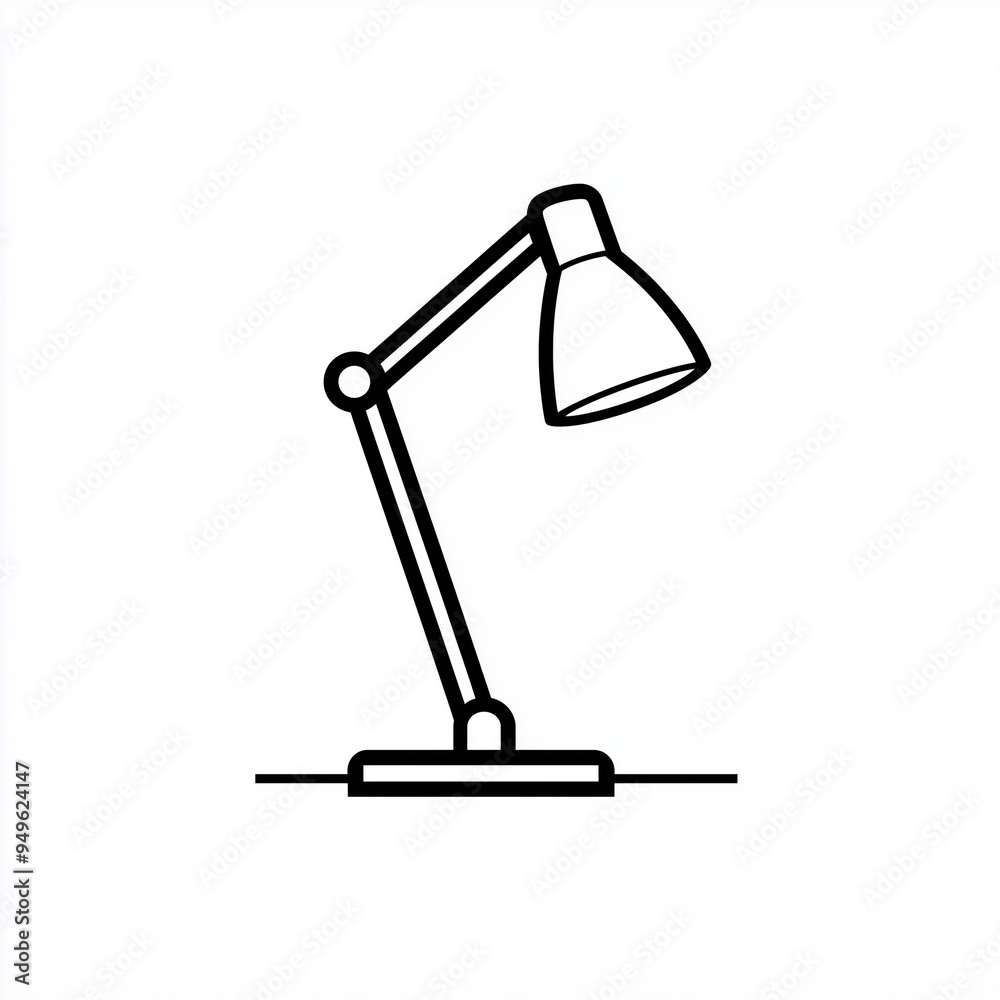 Chic Desk Lamp Line Art Logo in a Minimalistic Style on White Chic Desk Lamp Line Art Logo in a Minimalistic Style on White