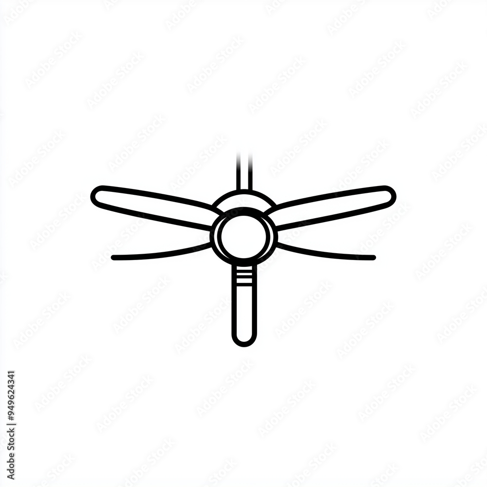 Ceiling Fan Minimalistic Line Art Logo on a White Background Ceiling Fan Minimalistic Line Art Logo on a White Background