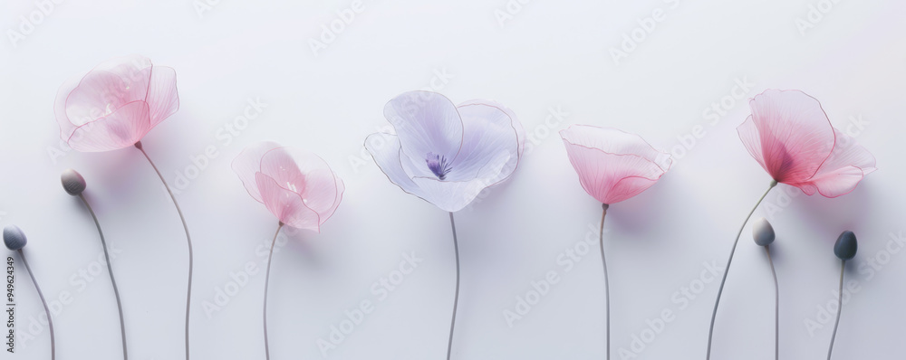 Pastel Translucent Flowers in a Row Pastel Translucent Flowers in a Row