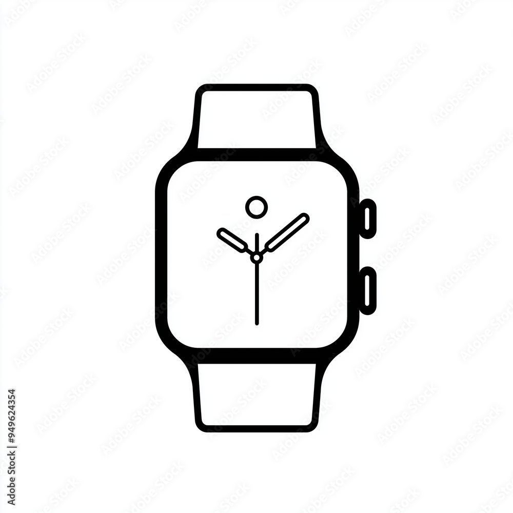 Smartwatch Line Art Design, Minimalistic Logo on White Smartwatch Line Art Design, Minimalistic Logo on White