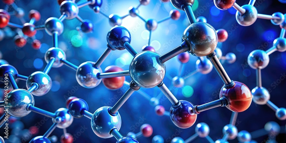 3D illustration render of interconnected molecules representing scientific research, with a vibrant color palette, glowing particles, and dynamic movement, ideal for a presentation backdrop 3D illustration render of interconnected molecules representing scientific research, with a vibrant color palette, glowing particles, and dynamic movement, ideal for a presentation backdrop
