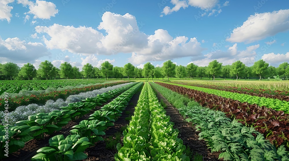 A diverse crop rotation plan visualized in a field, Organic farming, Crop rotation A diverse crop rotation plan visualized in a field, Organic farming, Crop rotation