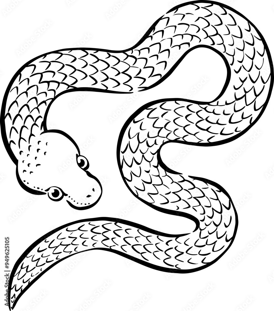 Fototapeta premium 年賀素材_手描きの筆タッチの蛇のイラスト