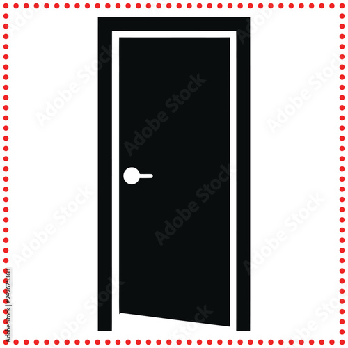 Stylized Black Door Silhouette Icon in Simple Minimalist Style