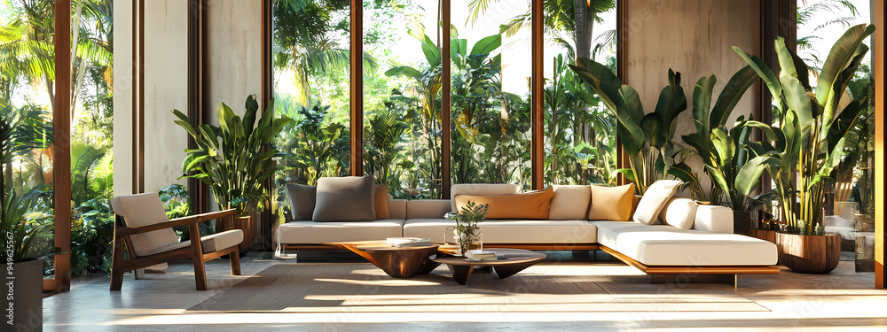 Fototapeta premium Modern Jungle Retreat