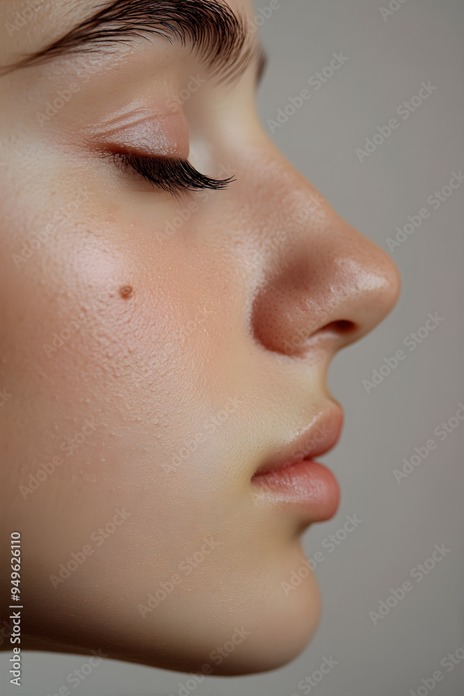 Woman with mole on the face. Close up skin texture. Macro skin. Dermatology concept. Removal of moles concept. Woman with mole on the face. Close up skin texture. Macro skin. Dermatology concept. Removal of moles concept.