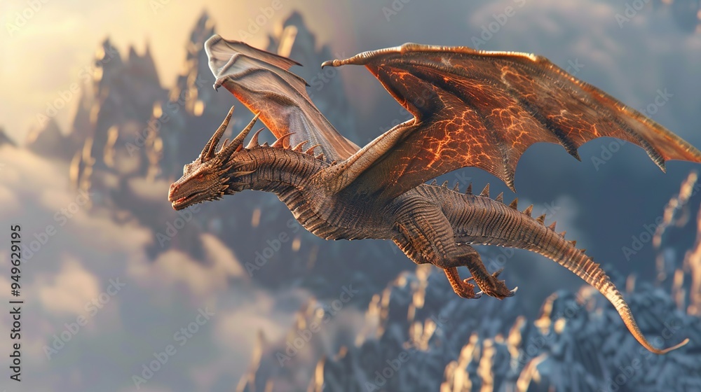 Obraz premium fantasy dragon flying wallpaper