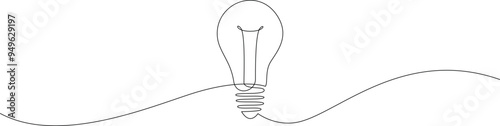 Light bulb continuous one line drawing. Single line vector illustration with editable stroke.