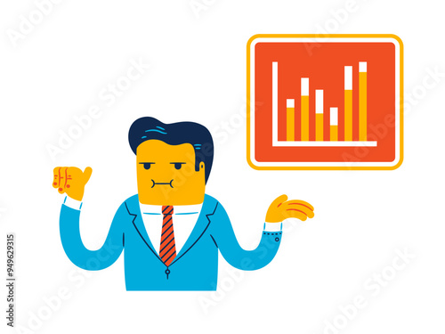 Man presenting analytical data on screen