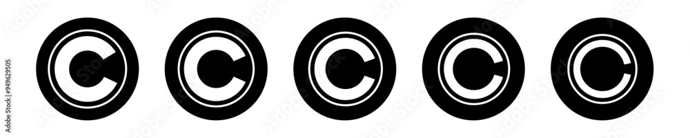 Copyright symbol shape. icon set. protection C mark vector icons in blue color style Copyright symbol shape. icon set. protection C mark vector icons in blue color style