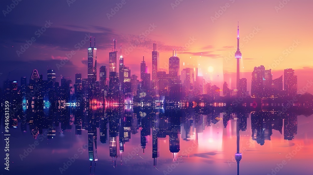 Fototapeta premium futuristic city skyline wallpaper